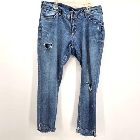 Silver Jeans Kenni mid rise distressed ankle jeans women's size 33 - Picture 1 of 10